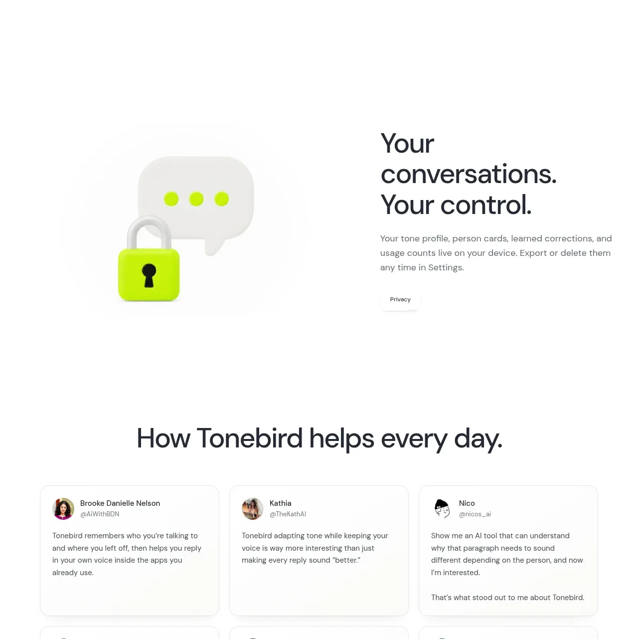 ToneBird feature grid component