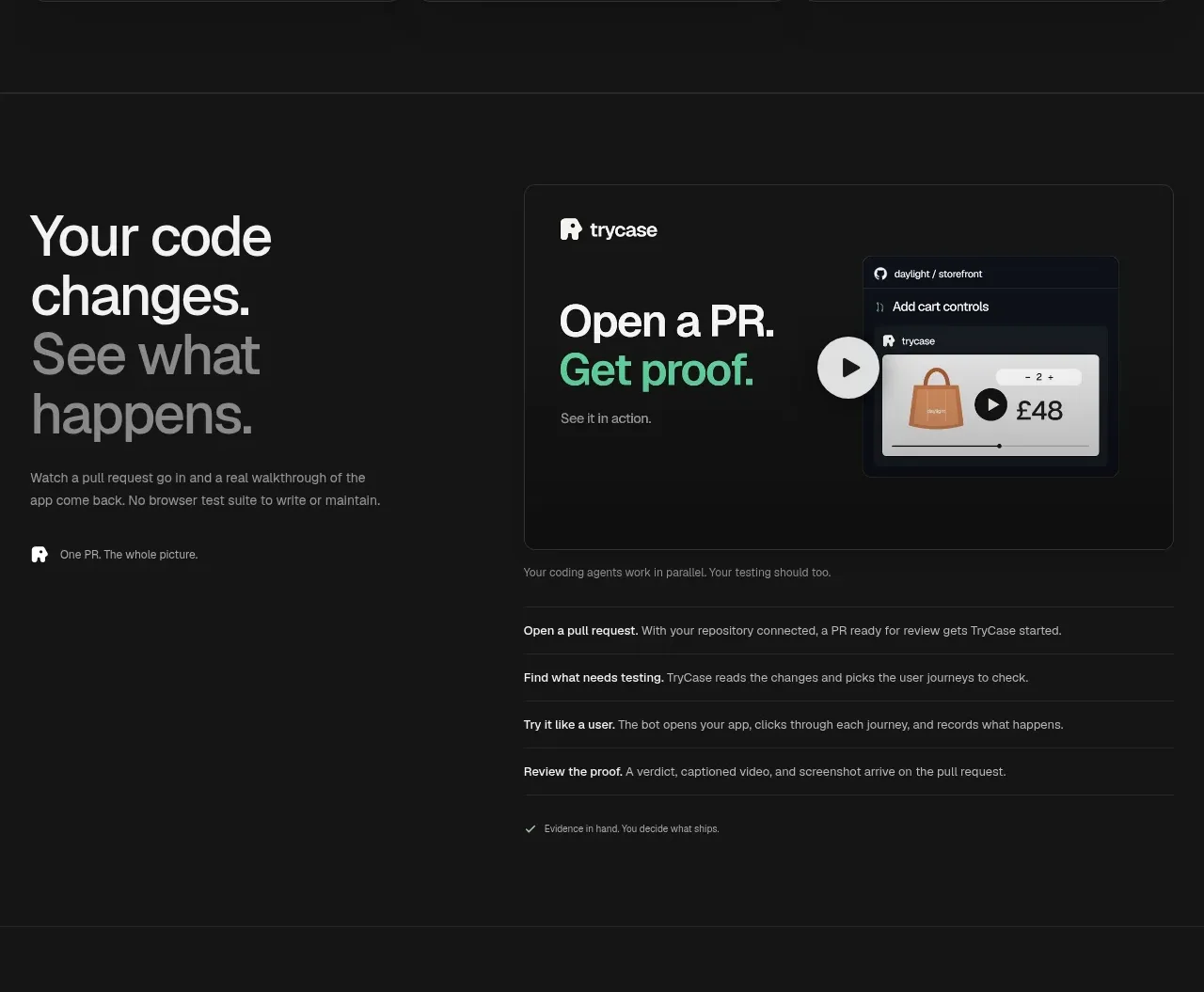 TryCase feature grid component
