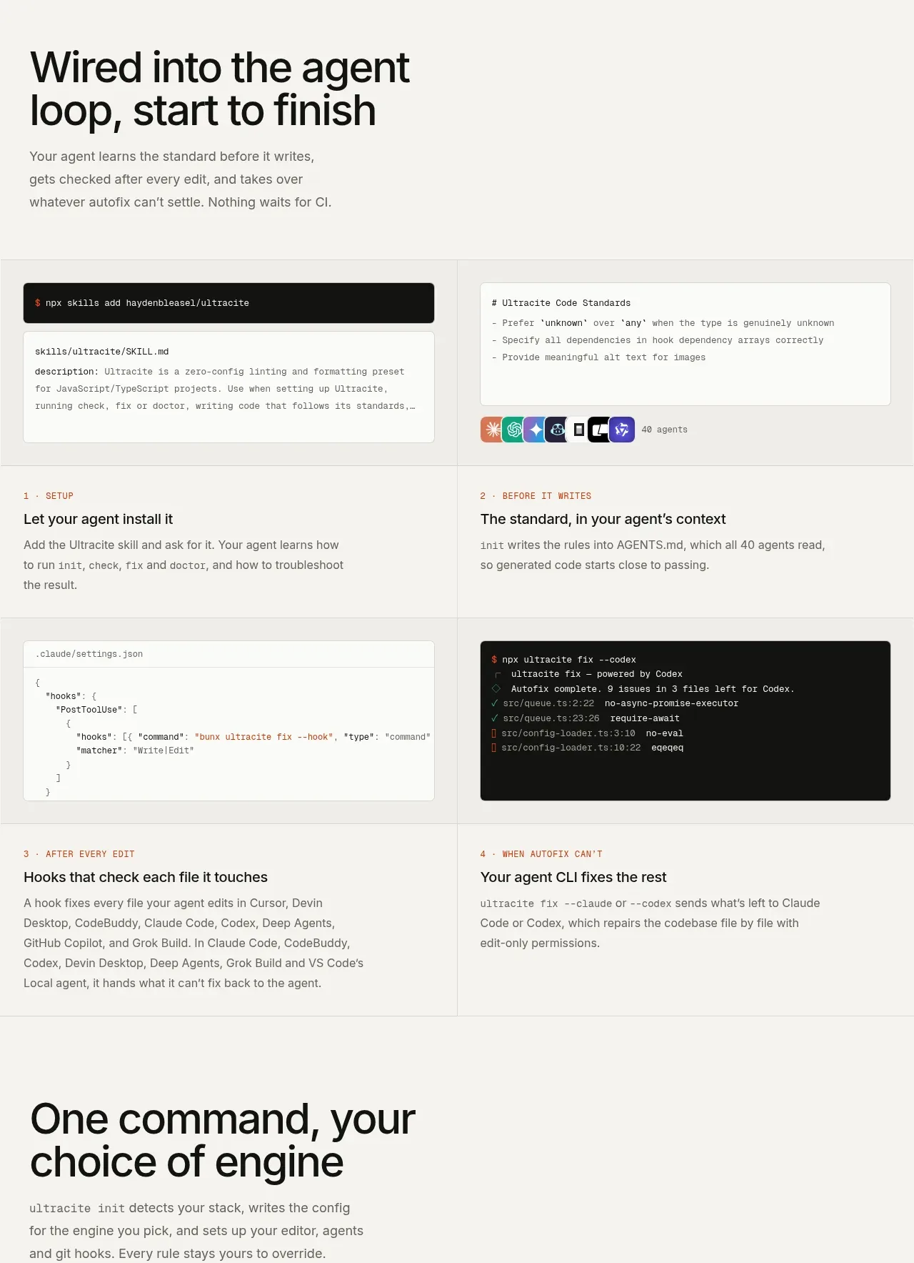 Ultracite v8 feature grid component