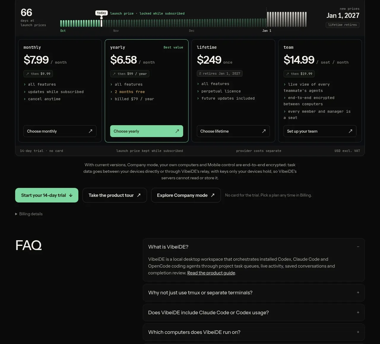 VibeiDE pricing table component