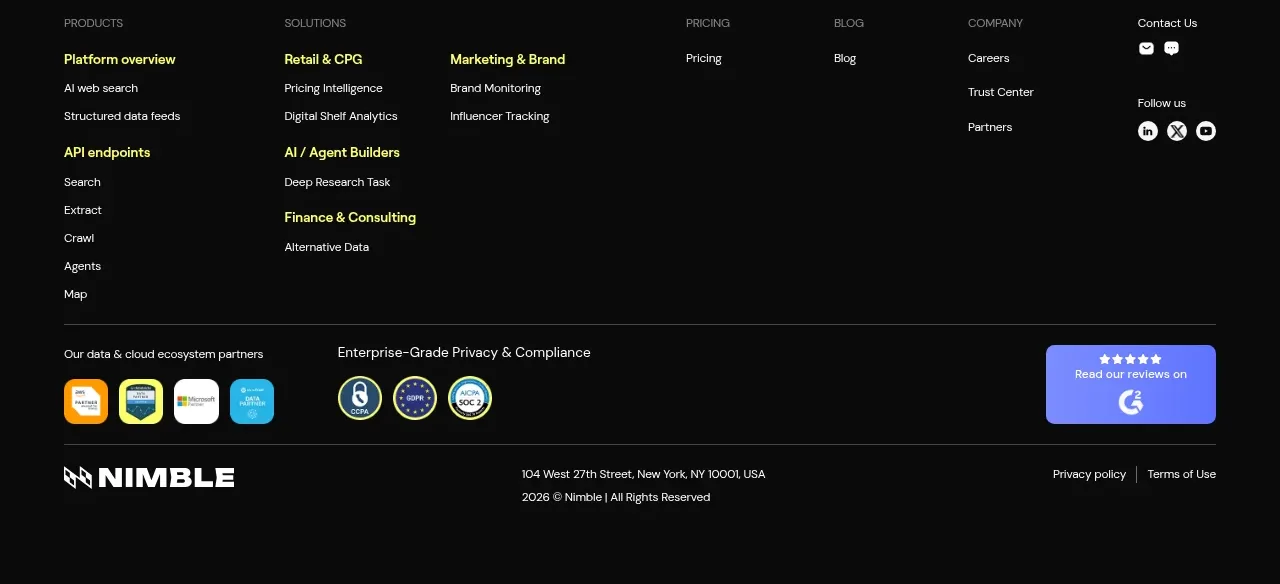 Web Search Agents by Nimble footer component