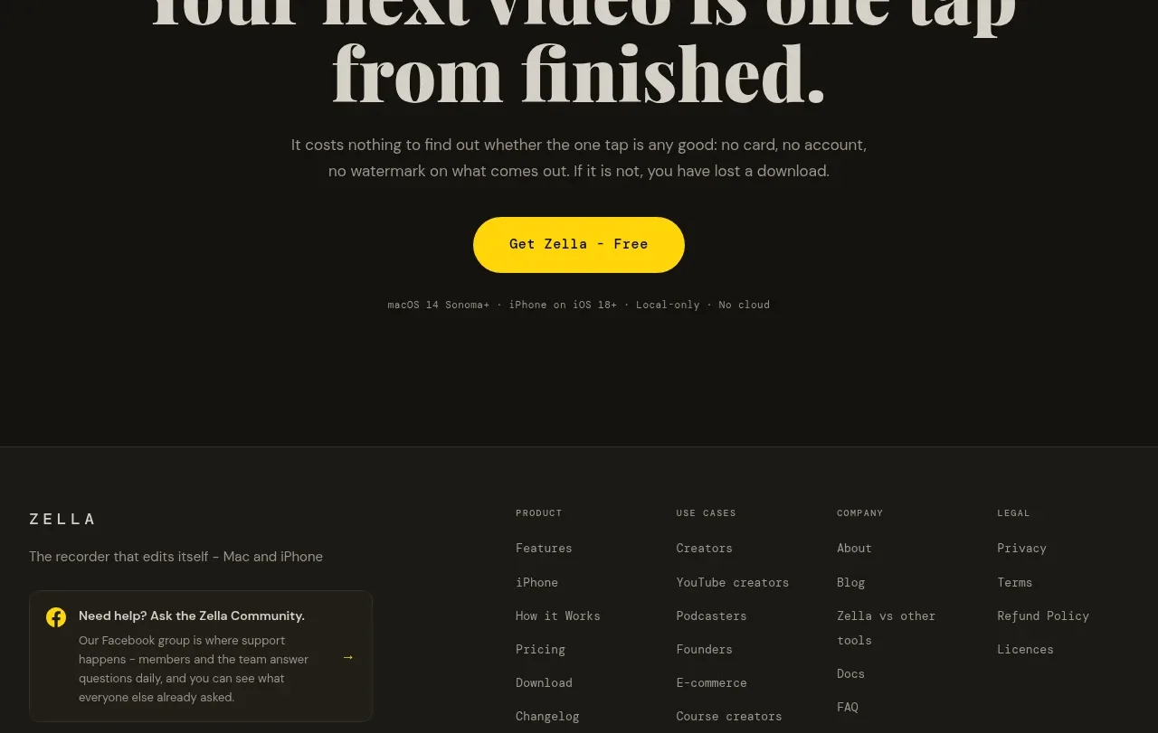 Zella call to action component
