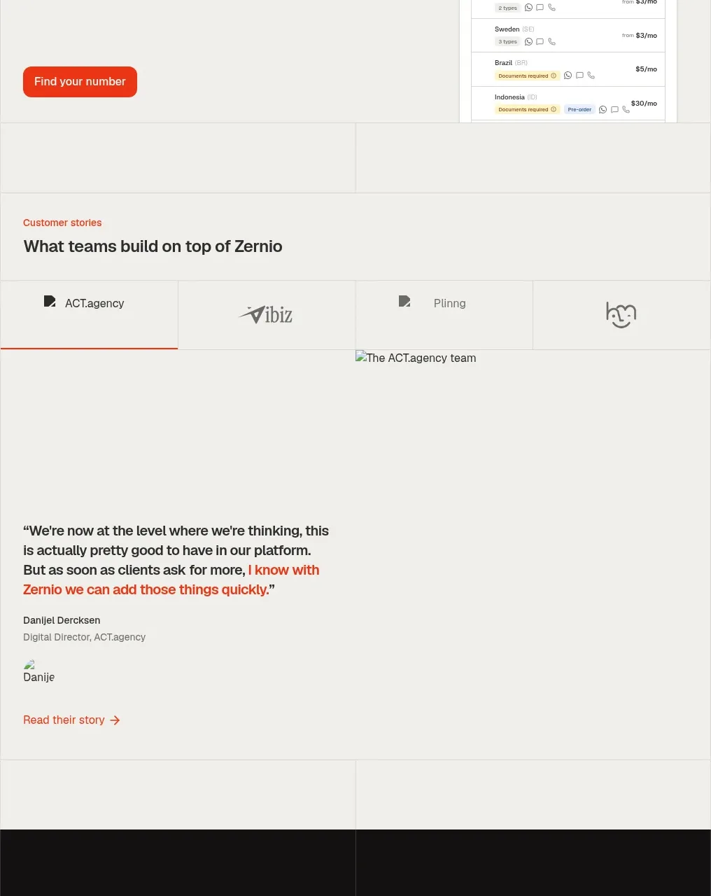 Zernio testimonials component