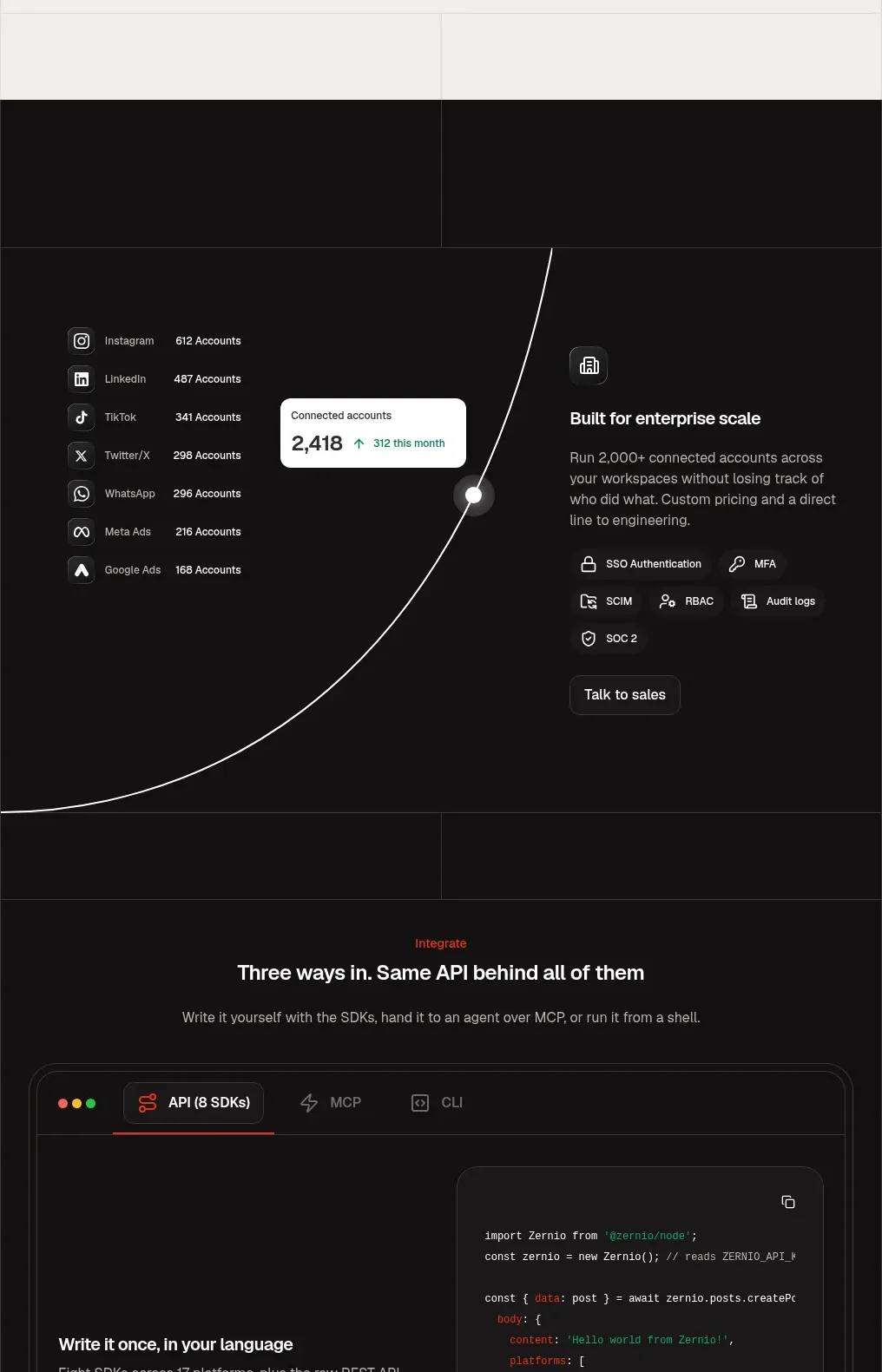 Zernio feature grid component