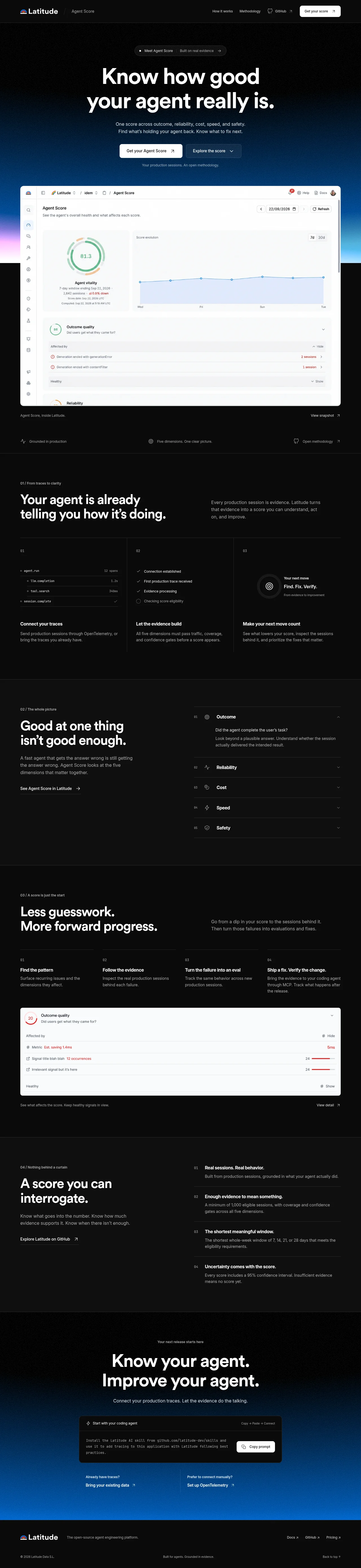 AgentScore · Landing page · Dark · Minimal · Gradient screenshot