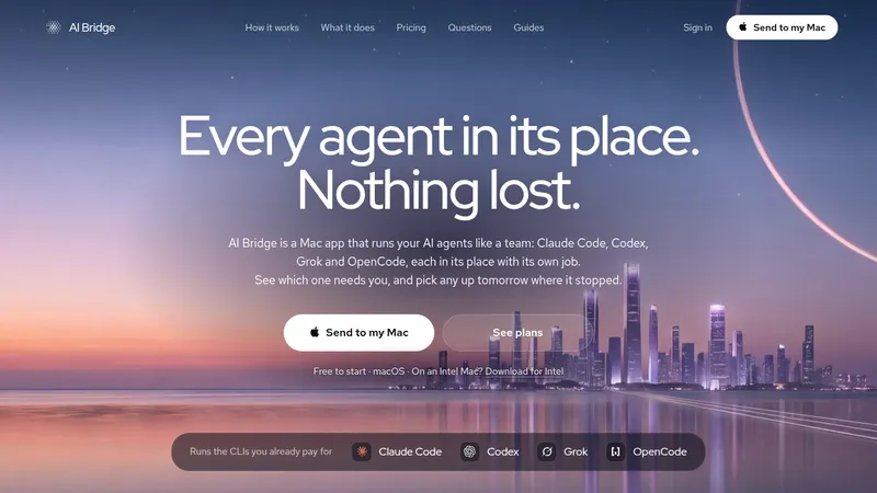 AI Bridge · Landing page · Dark · Gradient · Minimal screenshot