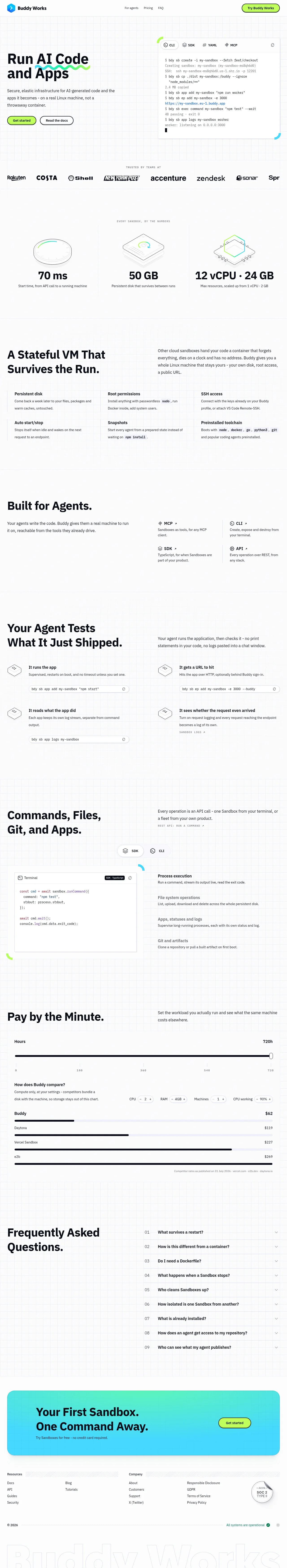 AI Sandboxes by Buddy · Landing page · Minimal · Brutalist · Gradient screenshot