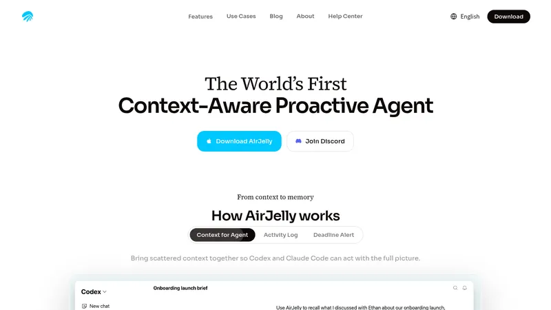 AirJelly · Landing page · Minimal · Editorial · Monochrome screenshot