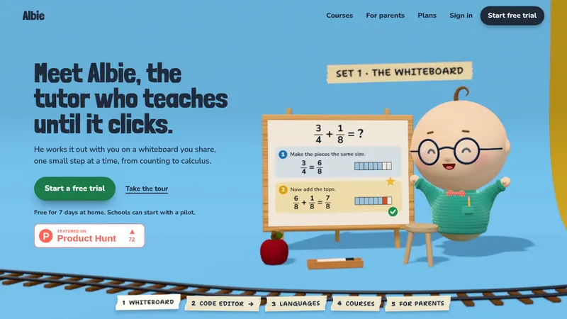 Albie · Landing page · Illustrated · Playful · Editorial screenshot