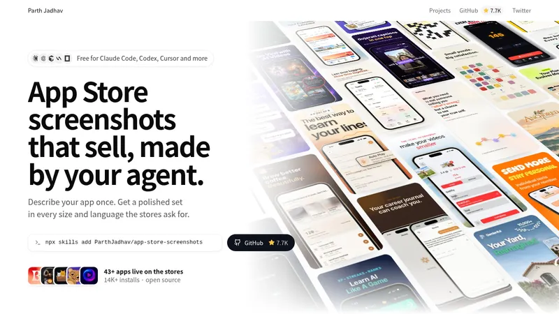 App Store Screenshots · Landing page · Minimal · Editorial screenshot