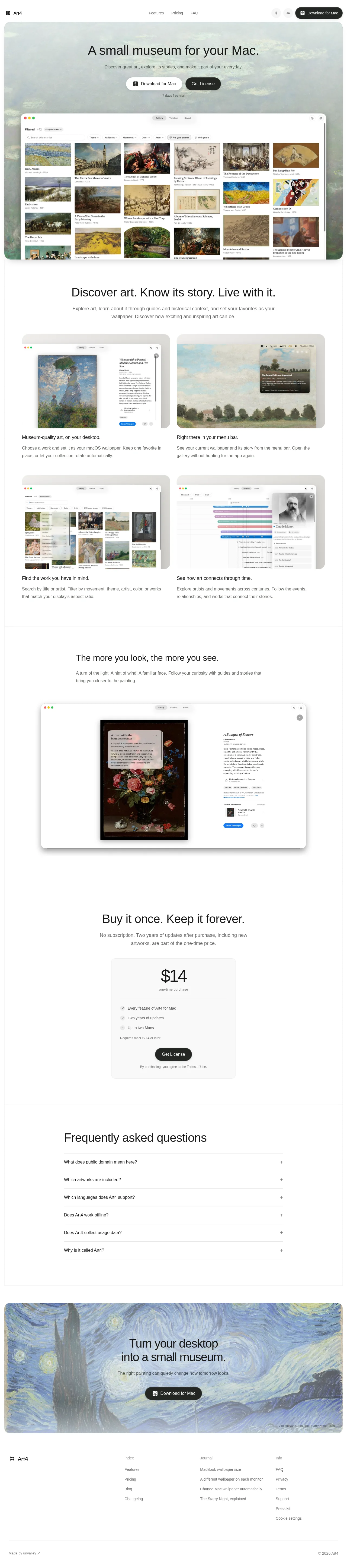 Art4 · Landing page · Minimal · Editorial screenshot
