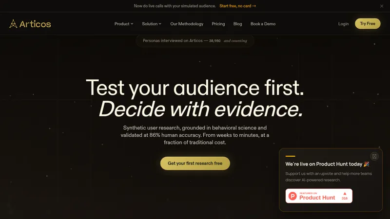 Articos MCP · Landing page · Dark · Editorial · Minimal screenshot