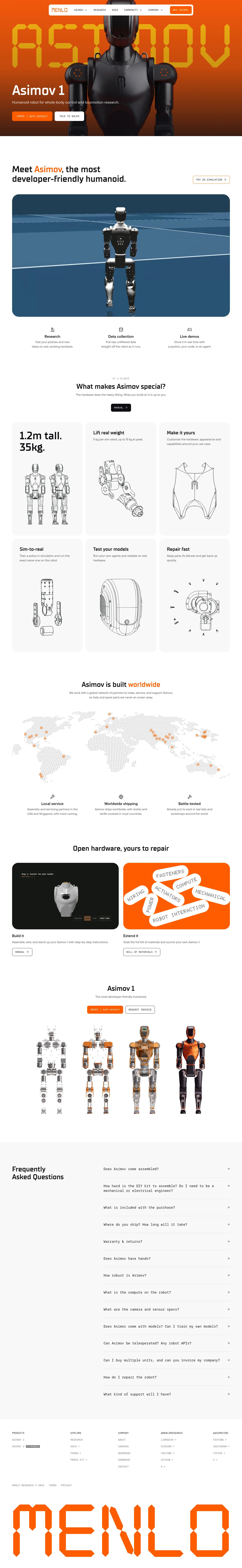 Asimov 1 · Landing page · Minimal · Dark screenshot