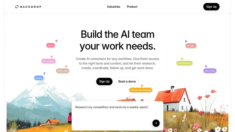 Backdrop · Landing page · Minimal · Illustrated · Editorial screenshot