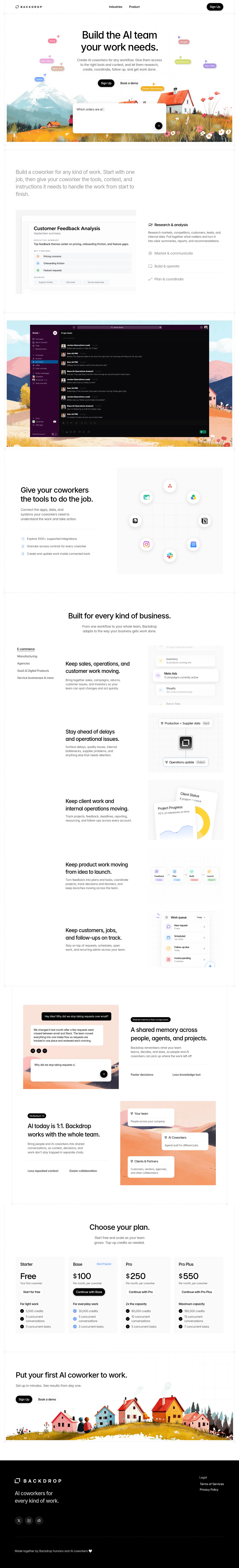 Backdrop · Landing page · Minimal · Illustrated · Editorial screenshot