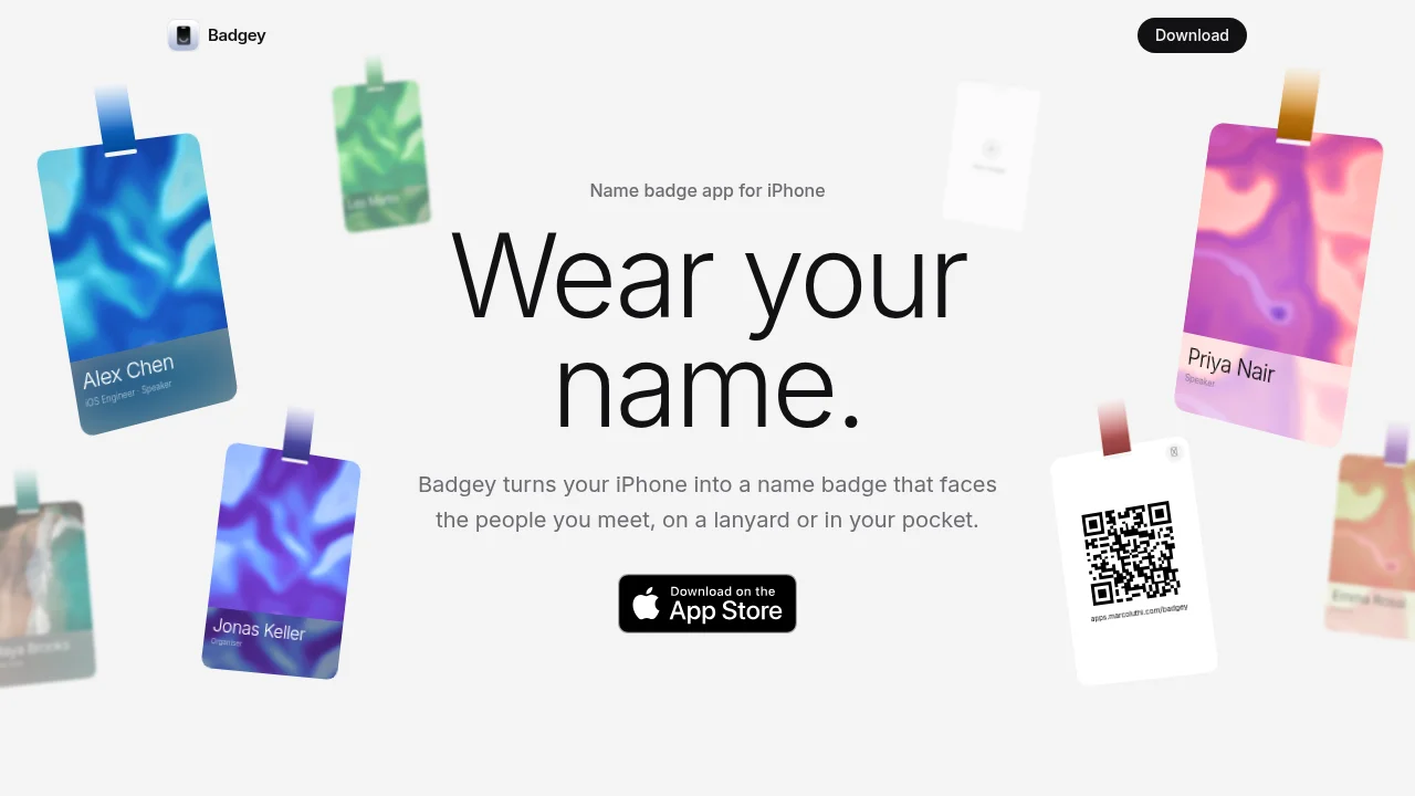 Badgey app landing page by Badgey · Kage