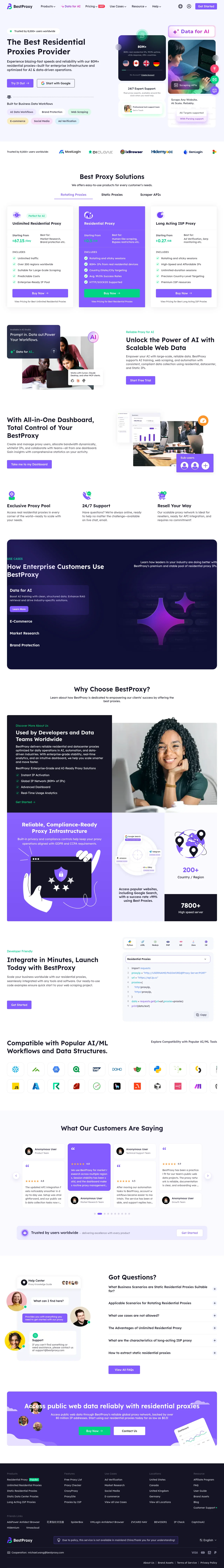 bestproxy.com · Landing page · Gradient · Playful · Bento screenshot