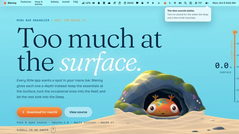 Blenny · Landing page · Minimal · Editorial · Illustrated screenshot