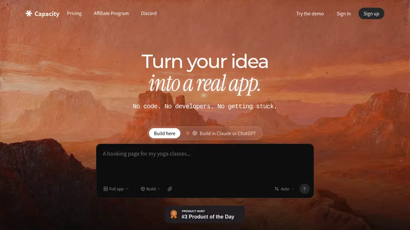 capacity.so · Landing page · Dark · Minimal · Gradient screenshot