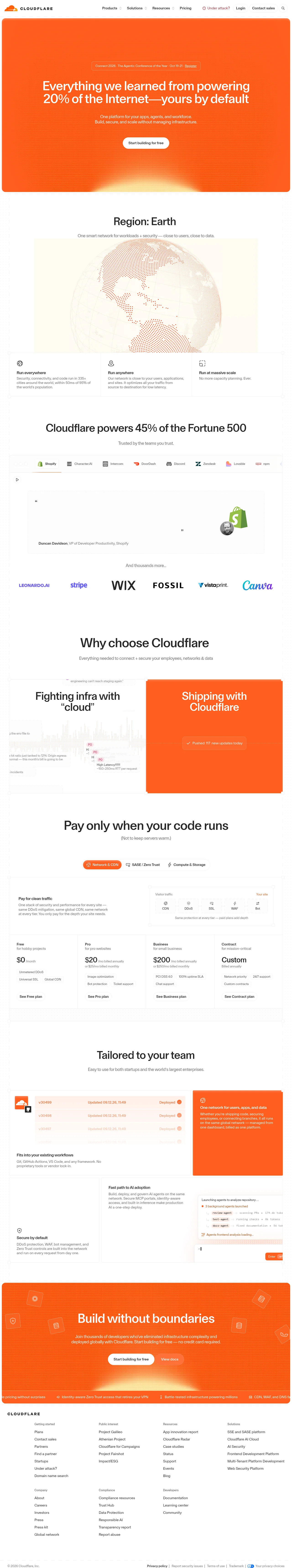 cloudflare.com · Landing page · Corporate · Minimal · Dense screenshot