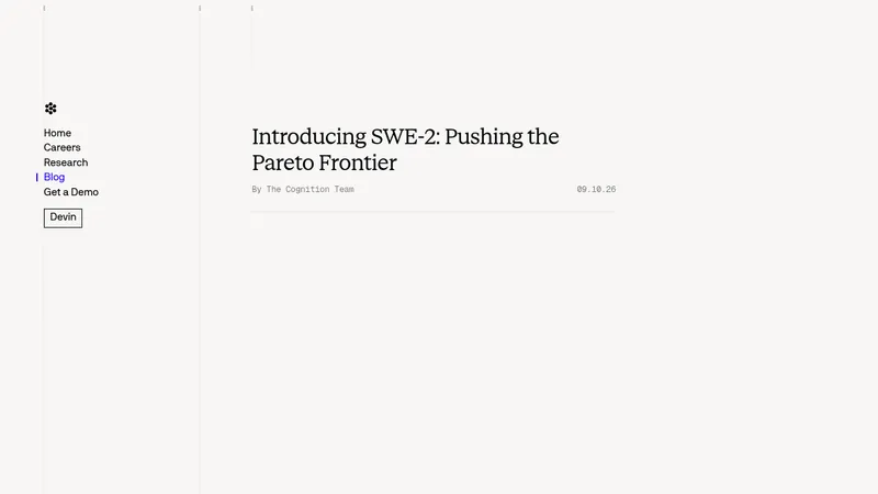 Cognition's SWE-2 · Blog & editorial · Minimal · Editorial screenshot