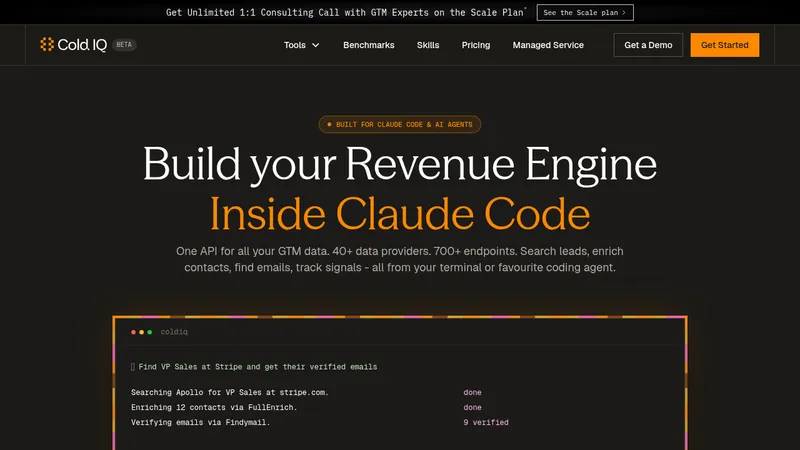 ColdIQ x Slack · Landing page · Dark · Editorial · Minimal screenshot