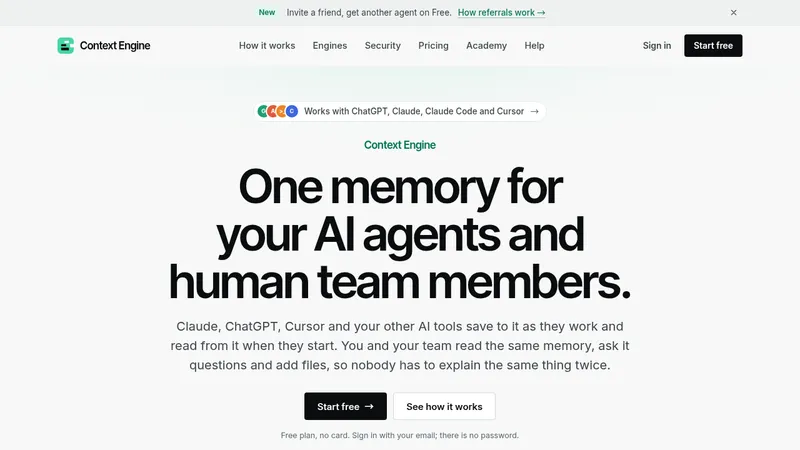 Context Engine · Landing page · Minimal · Corporate · Bento screenshot