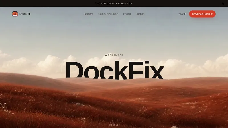 DockFix 5.0 · Landing page · Editorial · Minimal screenshot