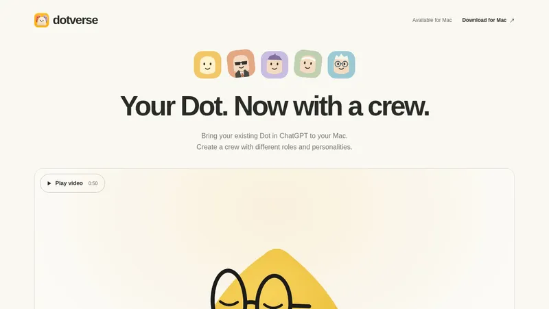 Dotverse · Landing page · Minimal · Illustrated · Editorial screenshot