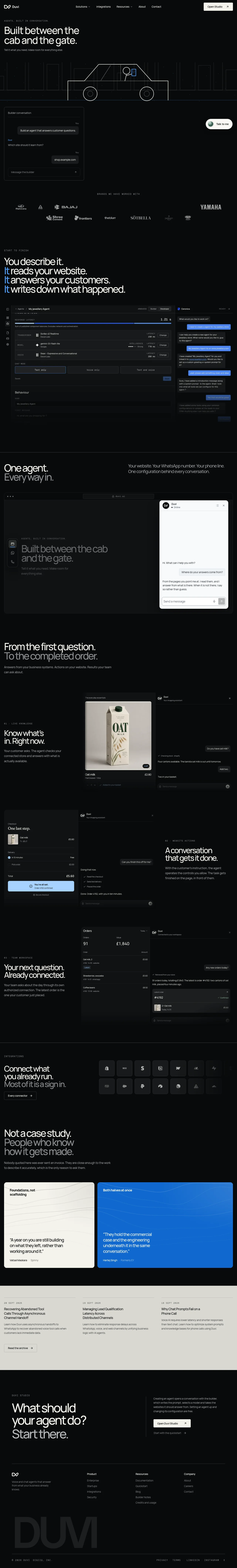 Duvi · Landing page · Dark · Minimal · Editorial screenshot