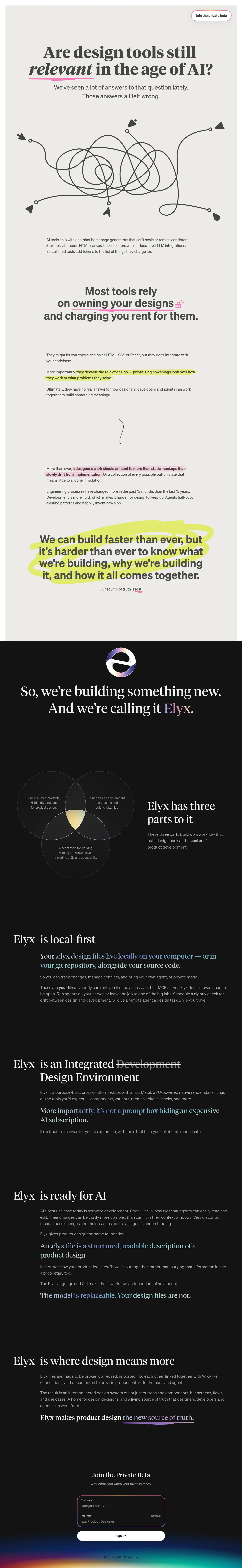 elyx.design · Landing page · Editorial · Minimal · Dark screenshot