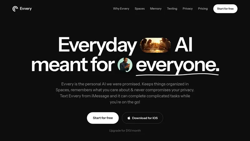 Evvery · Landing page · Minimal · Editorial screenshot