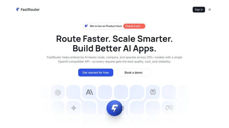 FastRouter.ai · Landing page · Minimal · Dark · Gradient screenshot