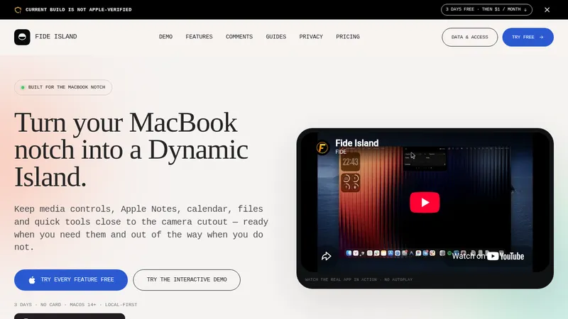 Fide Island · Landing page · Minimal · Editorial · Gradient screenshot