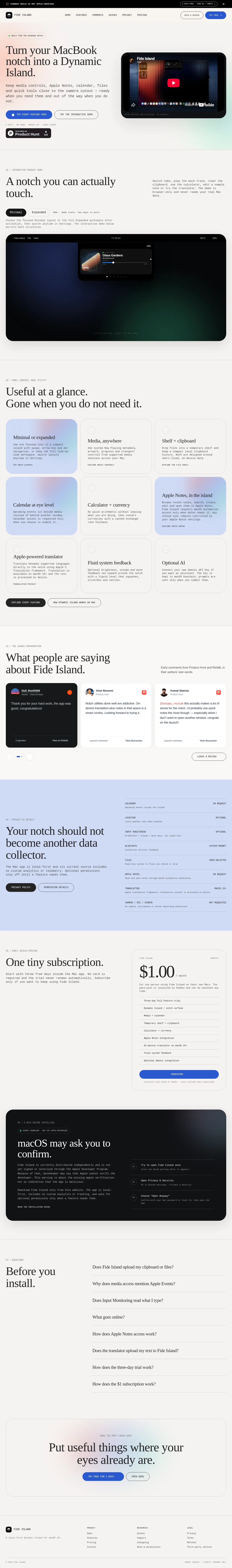 Fide Island · Landing page · Minimal · Editorial · Gradient screenshot
