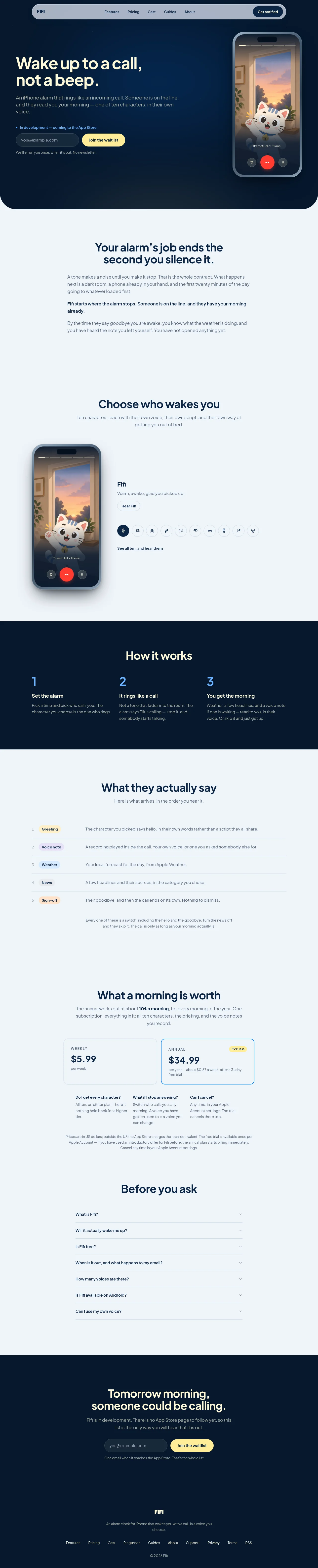 Fifi · Landing page · Minimal · Illustrated · Corporate screenshot