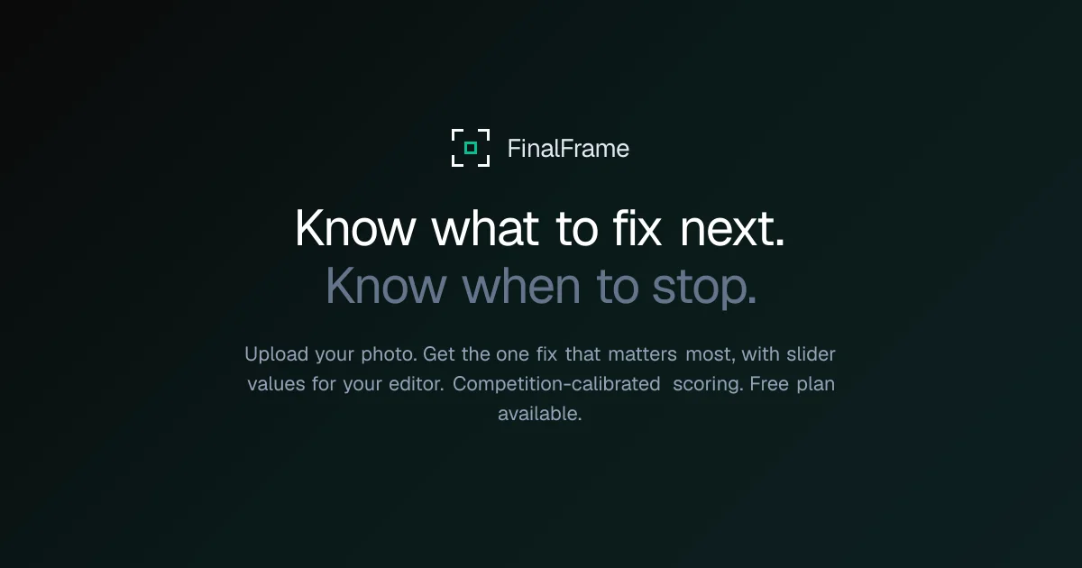 FinalFrame · OG images · Dark · Minimal screenshot