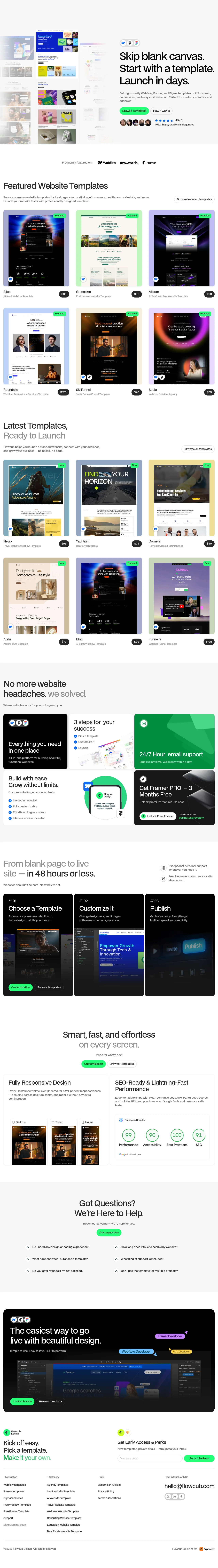 flowcub.com · Landing page · Minimal · Bento screenshot
