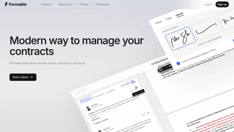 formabledocs.com · Landing page · Minimal · Editorial screenshot