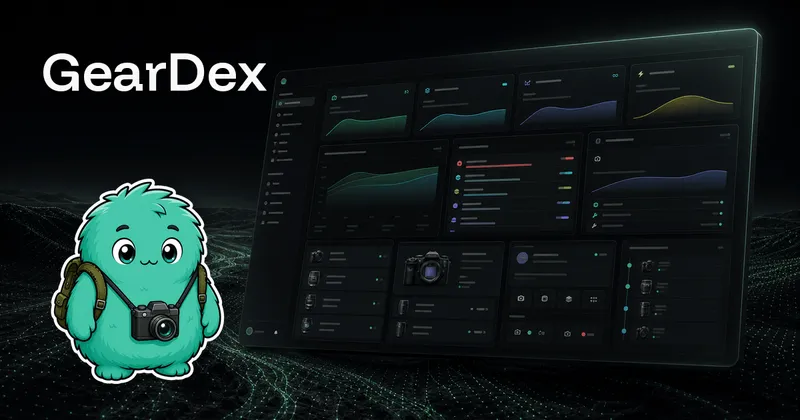 geardex.app · OG images · Dark · Playful · Illustrated screenshot