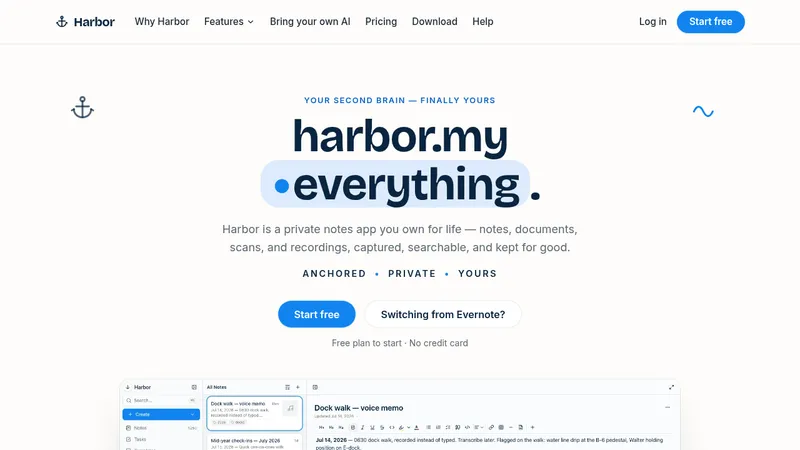 Harbor · Landing page · Minimal · Corporate · Illustrated screenshot