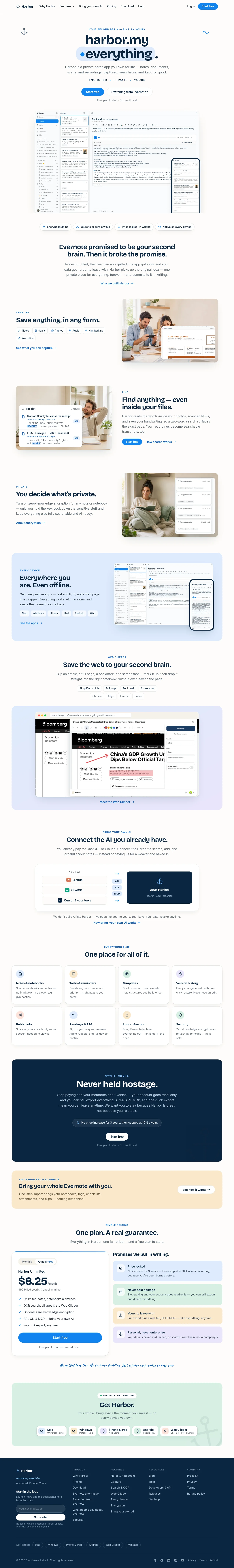 Harbor · Landing page · Minimal · Corporate · Illustrated screenshot
