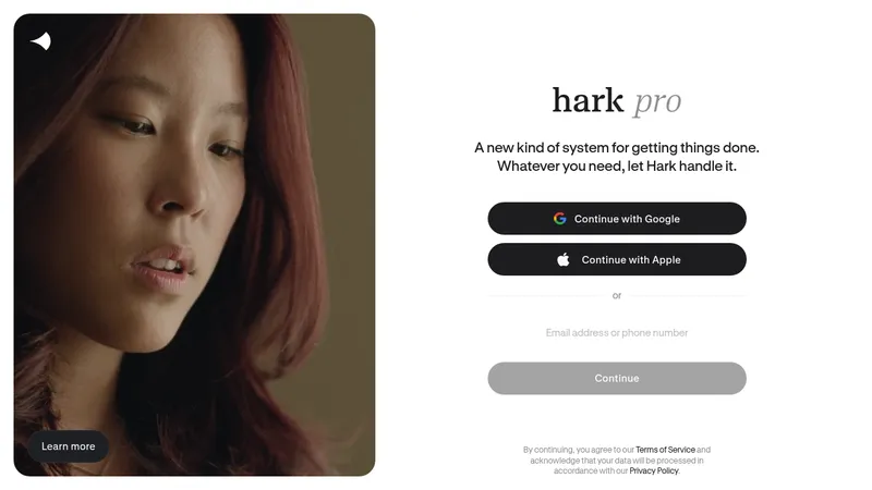 Hark · Landing page · Minimal · Gradient · Playful screenshot