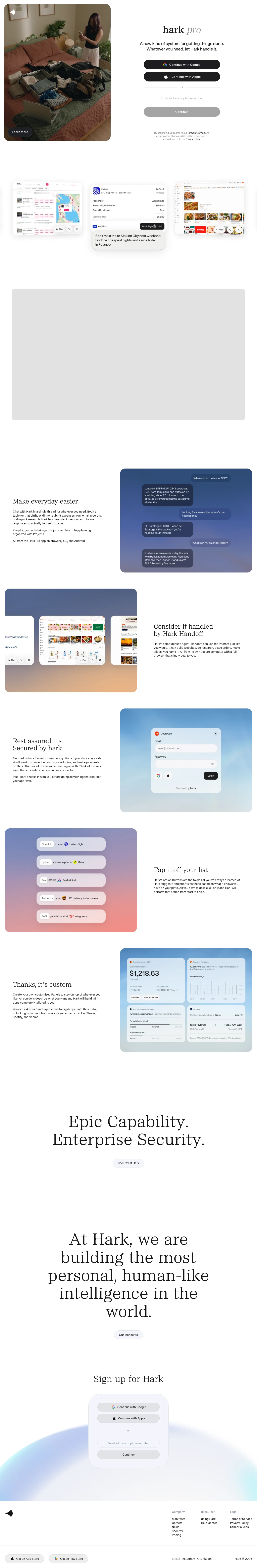Hark · Landing page · Minimal · Gradient · Playful screenshot