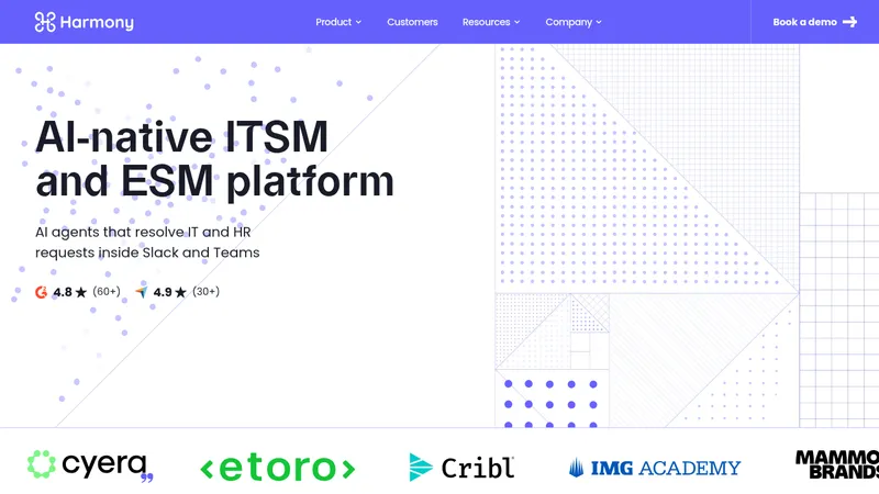 Harmony · Landing page · Gradient · Illustrated · Corporate screenshot