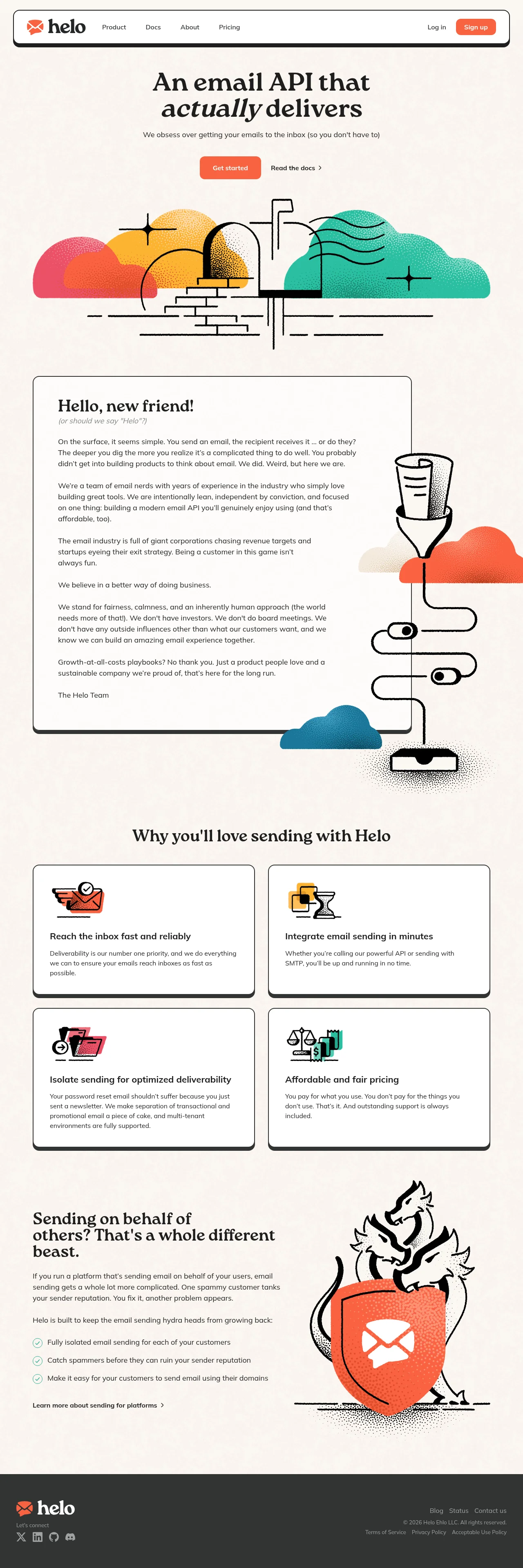 Helo · Landing page · Playful · Retro · Illustrated screenshot
