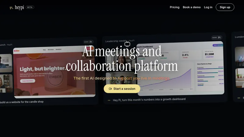 HeyPi · Landing page · Editorial · Dark · Retro screenshot