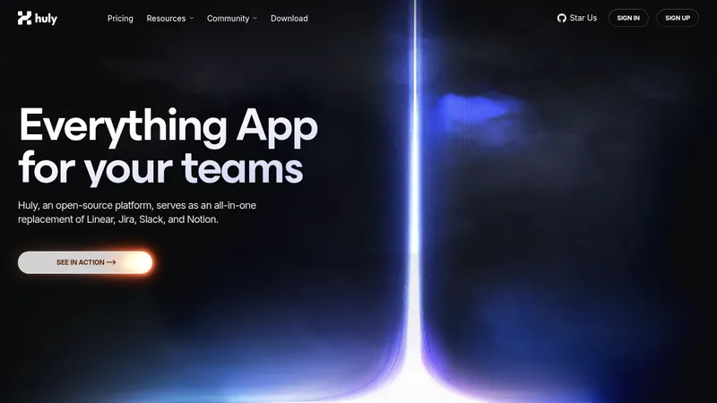 huly.io · Landing page · Dark · Gradient · Minimal screenshot