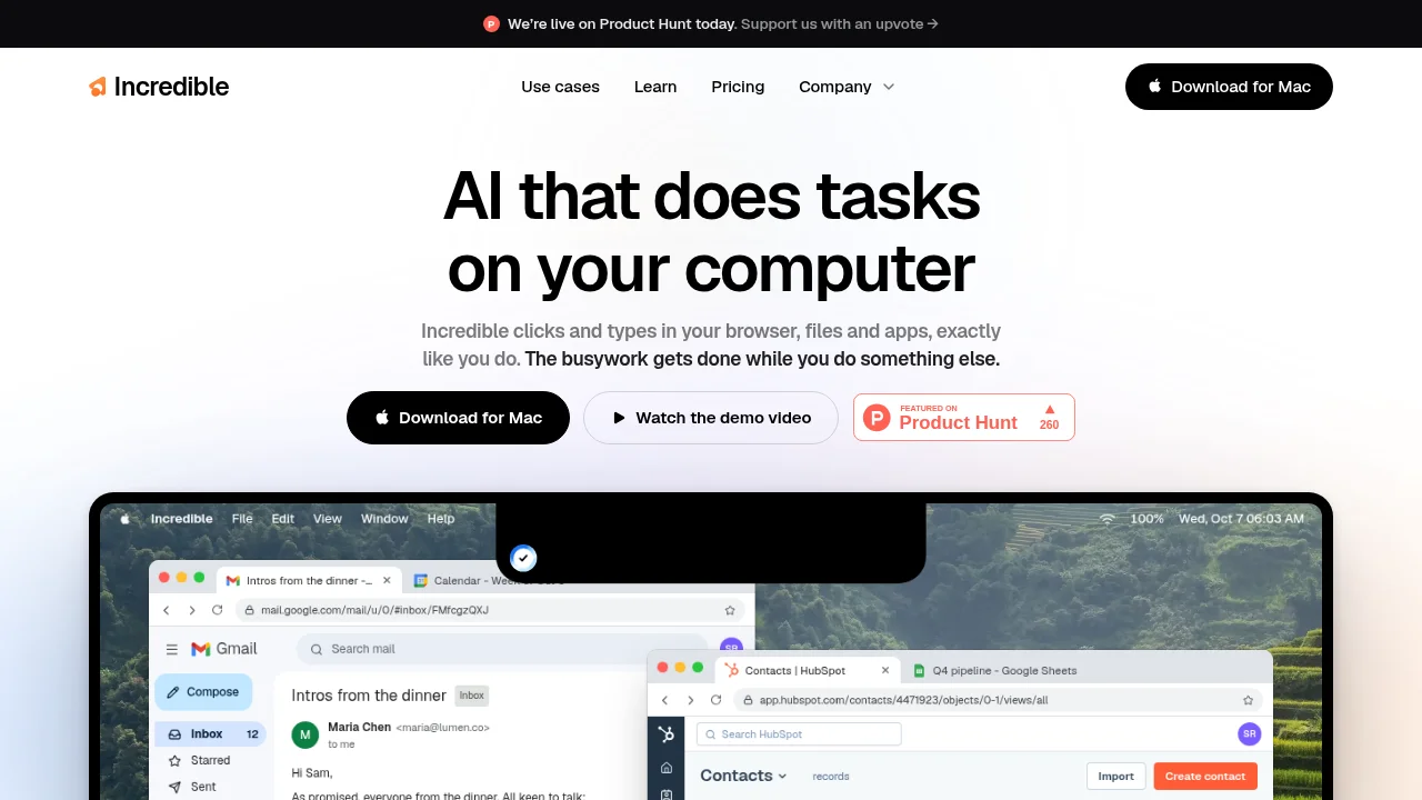 Incredible · Landing page · Minimal · Playful screenshot