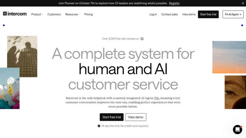 intercom.com · Landing page · Editorial · Minimal · Illustrated screenshot